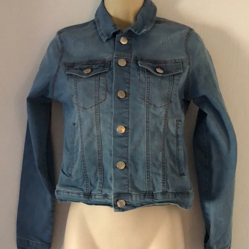 Women’s blue age button Jean stretchy jacket - Picture 14 of 16